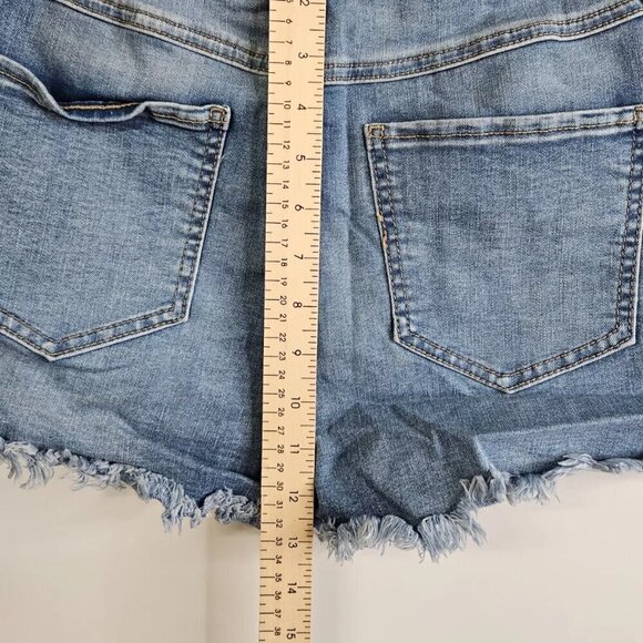 Rewash Brand Denim Shorts High Rise Distressed Button Fly Shorts, 11/30 - Picture 4 of 9